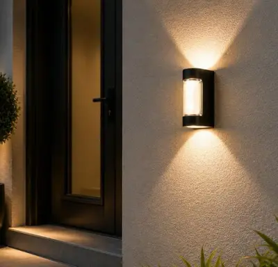 4 x LED Buiten Wandlamp – 6W – 4200K Neutraal Wit - Zwart – IP65 – VECTOR-6 – kavel bij Belga Veilingen