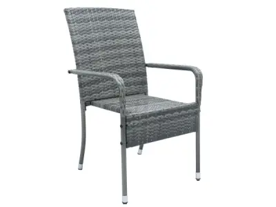 Polyrotan Tuinstoelen Yoro - 4-delig - Grijs - Stapelbaar – kavel bij XL Auctions