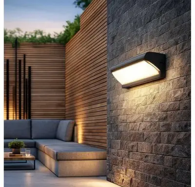 4 x LED Wandlamp – 12W – 3500K Neutraal Wit – IP54 – Zwart – SAW-05 – kavel bij Belga Veilingen