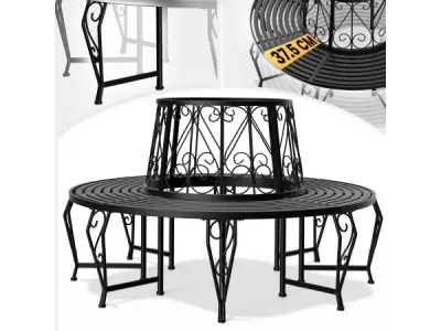 Metalen boombank Bree Ø 160 cm - zwart – kavel bij XL Auctions
