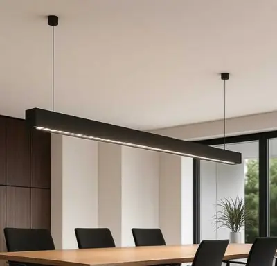 2 x LED Lineaire Hanglamp – 35W – 120cm – IP20 – Zwart – Inclusief Montageset – kavel bij Belga Veilingen