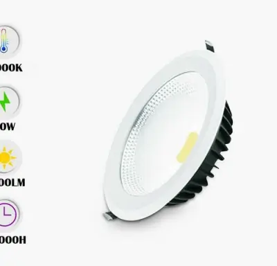 10 x LED Downlight – 30W – 6500K Koud Wit – COB – IP20 – kavel bij Belga Veilingen