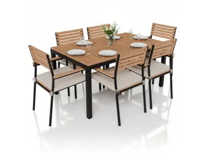 Juskys Tuinset / Eetset Rhodos - Acaciahout - 7-delig - Incl – kavel bij XL Auctions