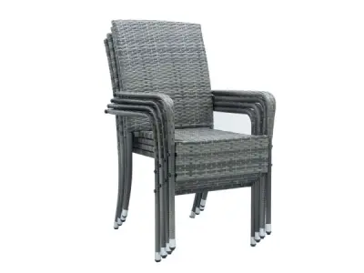Polyrotan Tuinstoelen Yoro - 4-delig - Grijs - Stapelbaar – kavel bij XL Auctions