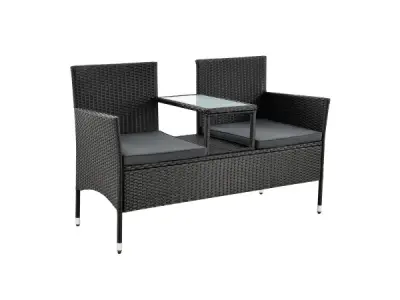 Tuinbank Monaco - Polyrotan zwart/grijs – kavel bij XL Auctions