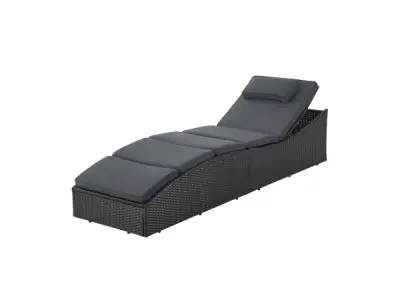 Ligbed / Zonnebed Lamia - Zwart - Polyrotan – kavel bij XL Auctions