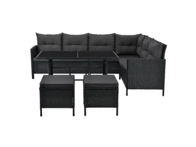 Loungeset Manacor - Polyrotan - Zwart – kavel bij XL Auctions
