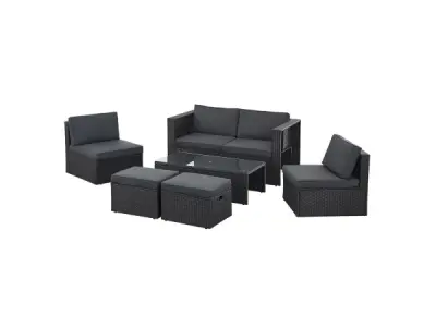 Polyrotan Loungeset / Tuinset Salou - Zwart – kavel bij XL Auctions