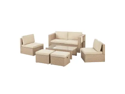 Polyrotan Loungeset / Tuinset Salou - Crème – kavel bij XL Auctions
