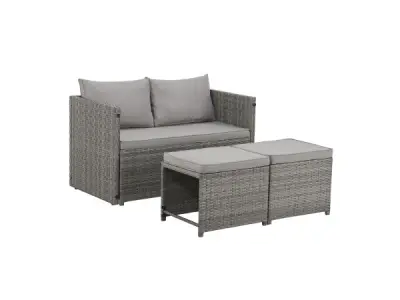 2 in 1 Polyrotan Loungeset Jamaika - Grijs – kavel bij XL Auctions