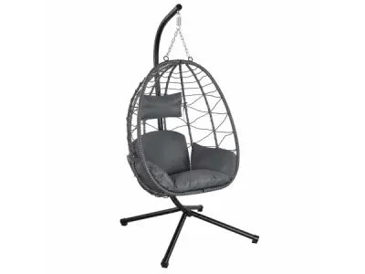 Polyrotan Hangstoel - Grijs - Incl. onderstel – kavel bij XL Auctions