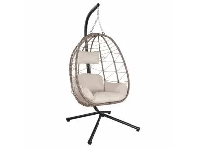 Polyrotan Hangstoel - Beige - Incl. onderstel – kavel bij XL Auctions