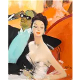 Jean Gabriel Domergue – Gala à L'Opéragesigneerd Jean Gabriel Domergue rechtsonderverso getiteld en voorzien van stempel olieverf op board41 x 33 cm – kavel bij Van Spengen