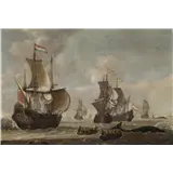 Johannes Becx (actief 1658-1686) – Hollandse schepen ter walvisvaartgemonogrammeerd J.B op rode vlag van het linkerschipolieverf op paneel58,2 x 83… – kavel bij Van Spengen