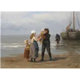 Philip Sadee – De vreugdevolle terugkeer van de vissersbootgesigneerd rechtsonderolieverf op paneel20 x 27 cm – kavel bij Van Spengen