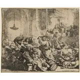 Rembrandt van Rijn – Christus verdrijft de geldwisselaars uit de Tempelgesigneerd en gedateerd in de plaat Rembrandt.f:1635 rechtsonderetsBartsch 69 – kavel bij Van Spengen