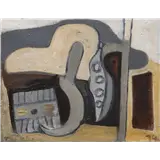 Ed Dukkers – Abstracte compositiegesigneerd Dukkers linksonder en gedateerd '74 rechtsonderolieverf op doek24 x 30 cm – kavel bij Van Spengen