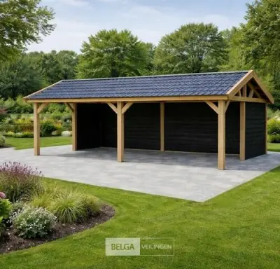 Zadeldak douglas, afm 660x400x325cm BxDxH in cm – kavel bij Belga Veilingen, Lummen