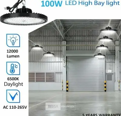 10 x LED Highbay UFO PRO 100W – Instelbaar 60% / 80% / 100% – 6500K – WEB-100 – kavel bij Belga Veilingen
