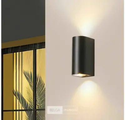 6 x Buiten Wandlamp – GU10 – Dubbele Lichtuitgang – IP65 – Zwart – kavel bij Belga Veilingen