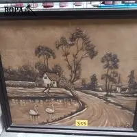 Schilderij landschap met zwanen – kavel bij BOPA Auctions, Hooglede