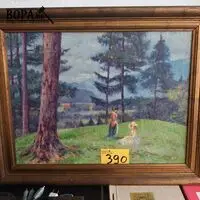 Schilderij landschap met 2 dames – kavel bij BOPA Auctions, Hooglede