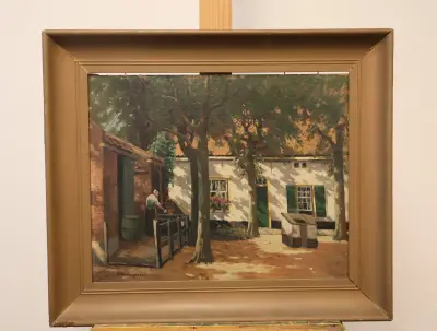 Schilderij Boederij aanzicht - W.A. Waggenaar – kavel bij GSD Auctions, Zoeterwoude