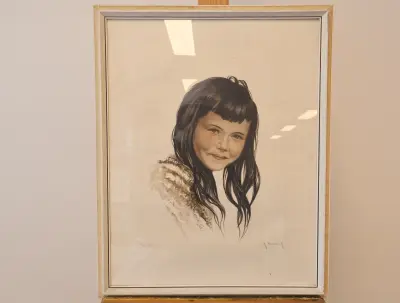 Ingelijste portrettekening van een meisje – kavel bij GSD Auctions, Zoeterwoude