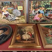 Kaders met geweven doek. 5 stuks – kavel bij BOPA Auctions, Hooglede