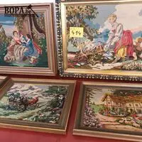 Kaders met geweven doek. 5 stuks – kavel bij BOPA Auctions, Hooglede