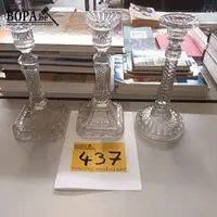 Kandelaars in glas. 3 stuks – kavel bij BOPA Auctions, Hooglede