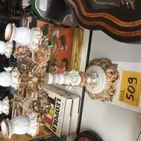Kandelaar in koper en porselein – kavel bij BOPA Auctions, Hooglede