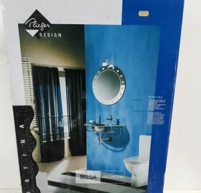 1 x Wasbak inox glazen blad chrome sifon – kavel bij Belga Veilingen, Oudsbergen