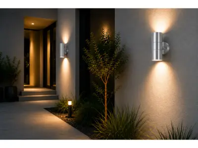 4x Buitenwandlamp Up & Down – Mat Chroom – MANOLYA-2 – kavel bij XL Auctions