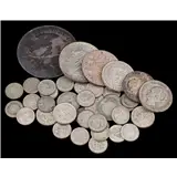 Kavel Nederlandse zilveren gulden munten en zilveren 2 Troy ounce penning 'Newfoundland Refining Company', totaalgewicht 192 gram – kavel bij Veilinghuis Derksen