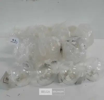 12 x Vogel in transparante kerstbal 8 cm – kavel bij Belga Veilingen, Oudsbergen