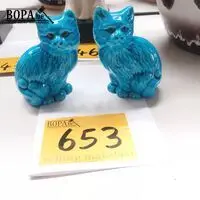 Koppel kattenbeeldjes blauw porselein – kavel bij BOPA Auctions, Hooglede