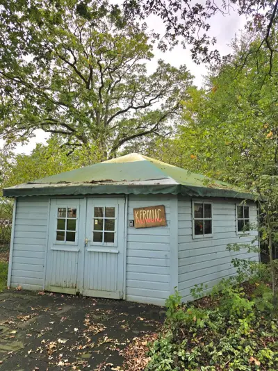 Houten kampeer bungalow, Slingerland, 6meter, licht blauw – kavel bij Onlineveilingmeester, Balkbrug