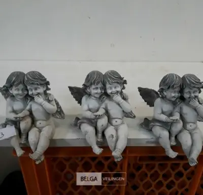 3 x Engel duo zittend 14 cm – kavel bij Belga Veilingen, Oudsbergen