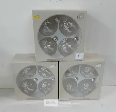 3 x Kerstballen glas 4 stuks transparant – kavel bij Belga Veilingen, Oudsbergen
