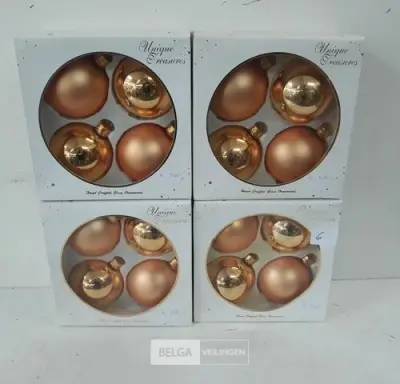 4 x Kerstballen glas 4 stuks goud – kavel bij Belga Veilingen, Oudsbergen