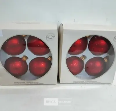 2 x Kerstballen glas 4 stuks rood – kavel bij Belga Veilingen, Oudsbergen