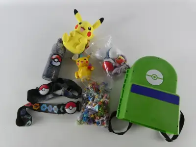 Pokémon speelgoedset met Pikachu, figuurtjes en speelrugzak – kavel bij De Kringwinkel, Heverlee