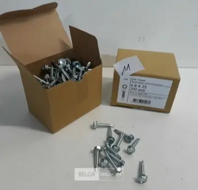2 x Boorschroef zeskant kop 4,8x25 mm 200 st – kavel bij Belga Veilingen, Oudsbergen