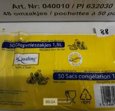 48 x 50 Diepvrieszakjes 1,5 L 20x30 cm – kavel bij Belga Veilingen, Oudsbergen