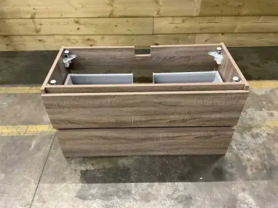 Lavigo wastafelonderkast 2 laden 100cm Gino 2.0 bruin eiken – kavel bij XL Auctions