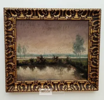 Olie schilderij op doek, Jan Saillart, Landschap – kavel bij Belga Veilingen