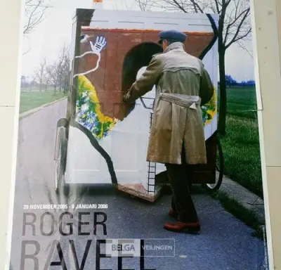 2 affiches expo, Roger Raveel – kavel bij Belga Veilingen