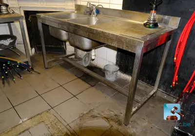 Roestvrijstalen spoelbak met twee bakken – kavel bij Clicpublic