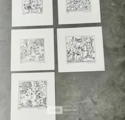 5 Grafische werken, Codviez – kavel bij Belga Veilingen